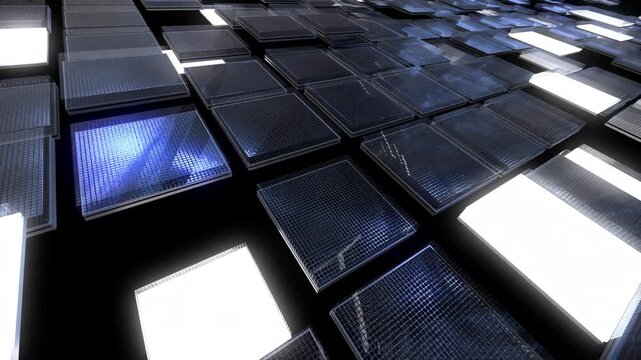 Glass Grid Light Panels &ndash; Futuristic Tech Surface Animation