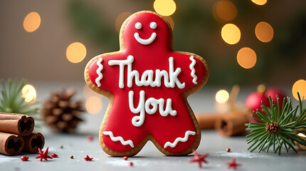 Thank you gingerbread cookie christmas holiday greeting card background