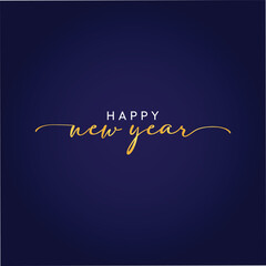 Creative Happy New Year Typography Vector Art Template Design with isolated on a Blue Background, 