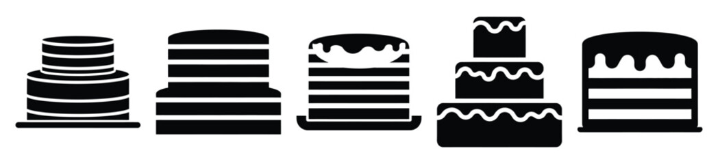 set of  layer cake icon vector illustration isolated on white background
