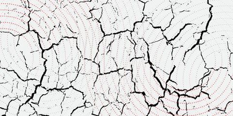 Collection of red concentric circles. Collection of radial sound wave or sonar rings. Pack of radar icon symbols, targets, dashed lines, halftones.