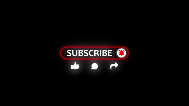 like comment subscribes and share animation. YouTube Subscribe 4K animation, Subscriber button notification animated on black background