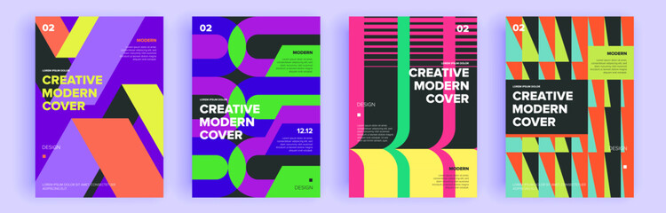 Modern abstract covers set, minimal covers design. Colorful geometric background, vector illustration.