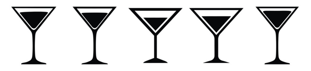 set of  martini glass icon vector illustration isolated on white background