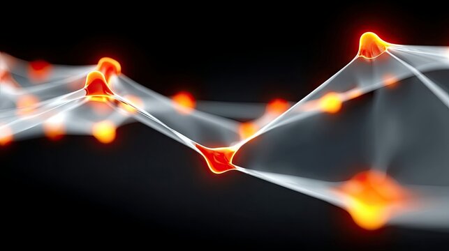 An abstract illustration featuring a network structure with glowing nodes and lines, set against a dark background. - Powered by Adobe