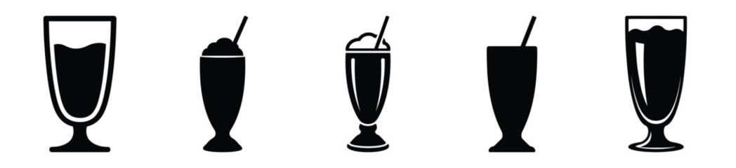 set of  milkshake glass icon vector illustration isolated on white background