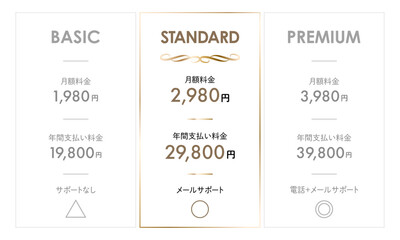 高級感のある料金表のデザインテンプレート	
