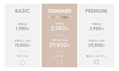 高級感のある料金表のデザインテンプレート	
