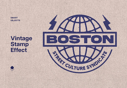 Vintage Stamp Text Effect Mockup
