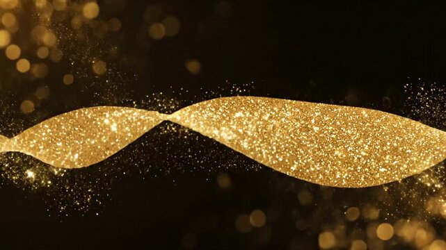 A festive christmas glitter pattern with a dynamic golden wave of light on a dark background for elegant holiday designs