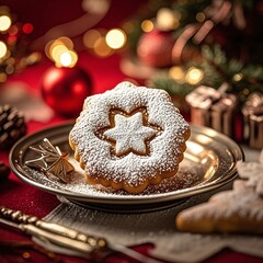 Delightful Christmas star cookie dusted with powdered sugar, a sweet treat for festive celebrations and holiday baking promotions