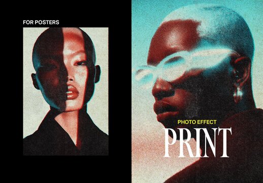 Old Print Poster Photo Effect Mockup