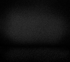 Black minimalist grainy wall background and black floor.