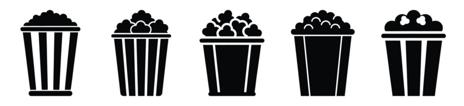 set of  popcorn bucket icon vector illustration isolated on white background