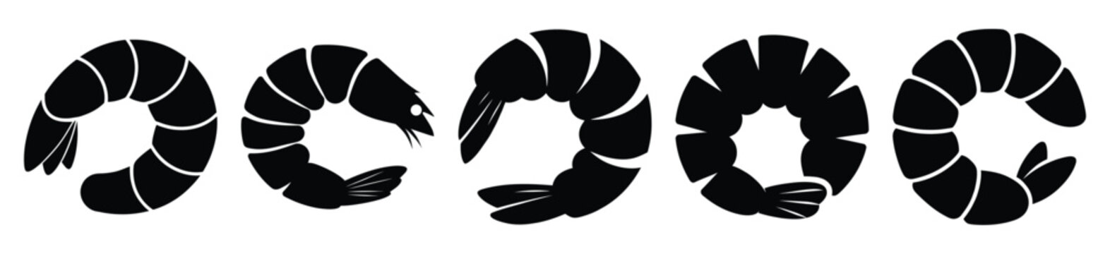 set of  shrimp curl icon vector illustration isolated on white background