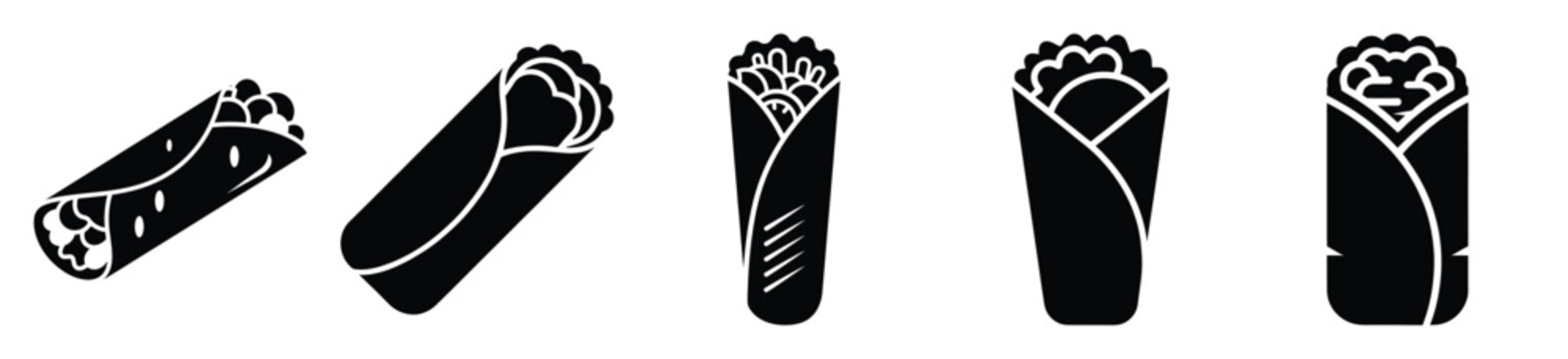 set of  shawarma wrap icon vector illustration isolated on white background