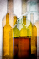 Abstract collage with an apple and a glass figure