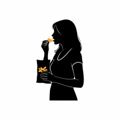 Woman Eating Potato Chips Silhouette