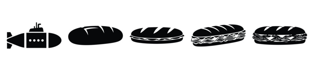 set of  submarine roll icon vector illustration isolated on white background