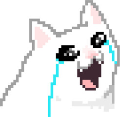 White Cat Crying Loudly with Open Mouth Emoji