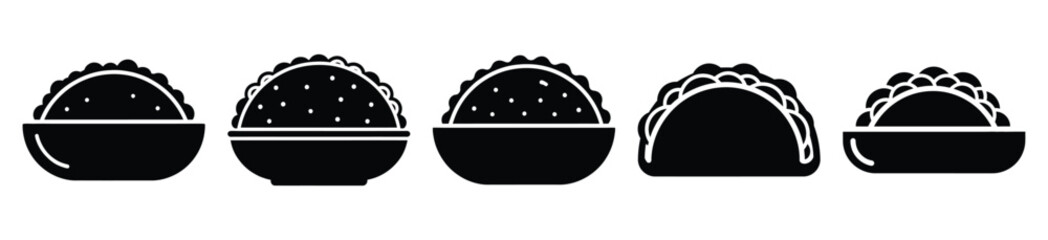 set of  taco bowl icon vector illustration isolated on white background