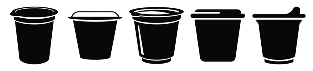 set of  yogurt cup icon vector illustration isolated on white background