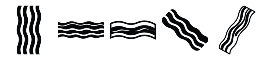 set of  bacon strip icon vector illustration isolated on white background