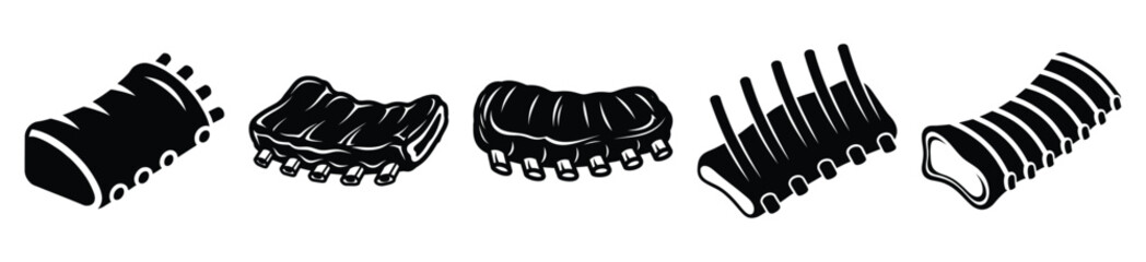 set of  bbq rib icon vector illustration isolated on white background