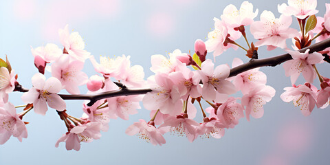 Delicate cherry blossoms in full bloom evoke spring's gentle beauty, perfect for romantic designs and seasonal greetings