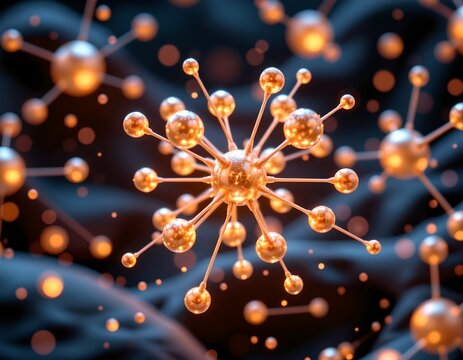 Futuristic Molecular Model Luminous Abstract Environment