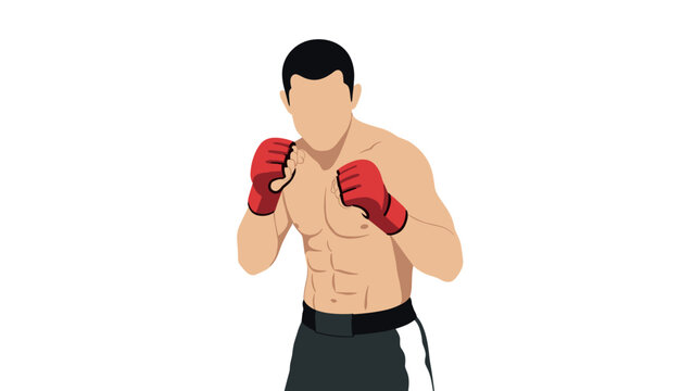 Faceless boxer in fighting stance vector illustration for sports design - Powered by Adobe