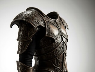 Ancient Armor: A close-up shot of exquisitely crafted antique armor, showcasing detailed metalwork and evoking a sense of history and protection.