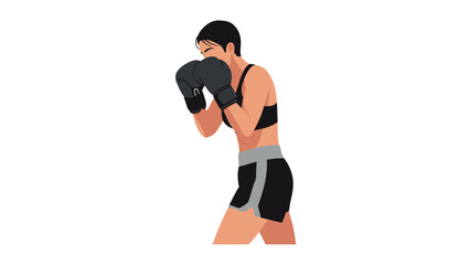Female boxer illustration in boxing stance for sports design and fitness inspiration