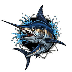 cartoon illustration of a marlin fish