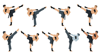 Martial arts mastery: karate kicks collection for fitness and training design