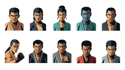 Martial arts characters collection for comic and animation design