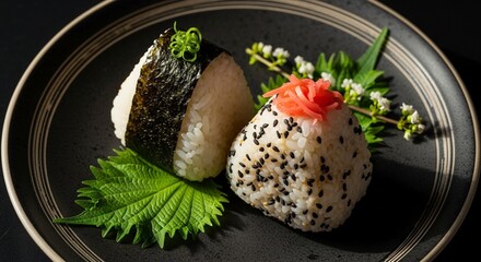 上品な盛り付け：おにぎり専門店の手づくりおにぎり2個セット