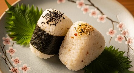 上品な盛り付け：おにぎり専門店の手づくりおにぎり2個セット
