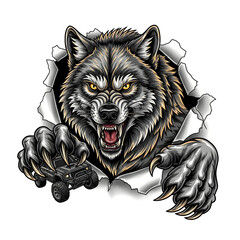 wolf head mascot illustration