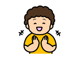 拍手する　アジア人の男の子