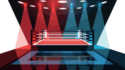 Dynamic boxing ring scene with vibrant lighting for sports poster or event promotion