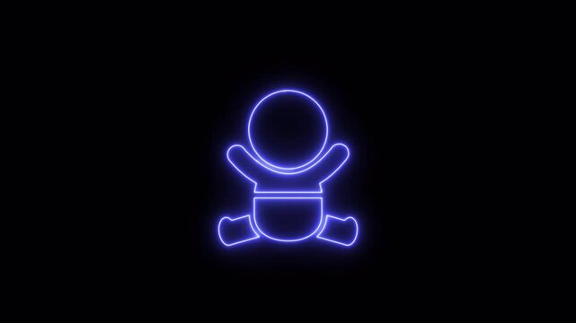Human newborn baby, toddler or infant flat neon icon video animation for apps and websites	
