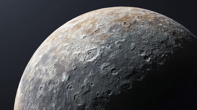 Detailed surface of a rocky celestial body with craters in space