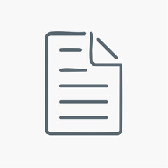 Fototapeta premium Hand-drawn document icon with a folded corner, representing a file or note. Simple line art sketch for web and app interfaces
