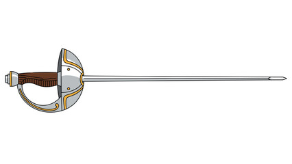 Elegant fencing sword illustration for historical and sport design projects