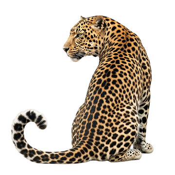 Leopard sitting and turning its head to side