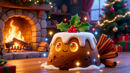 a Christmas-style clay cup in a Christmas-themed room