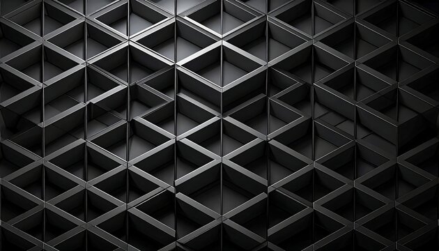 Abstract geometric pattern, dark metal structure with a three-dimensional diamond and zigzag design