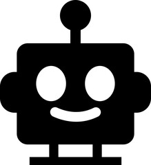 Robot face icon in flat artificial intelligence AI chatbot android avatar head symbol pack, robotics automation machine humanoid bot kit, synonym cyborg AI digital assistant