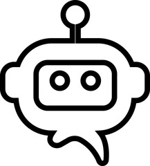 Robot face icon in line artificial intelligence AI chatbot android avatar head symbol pack, robotics automation machine humanoid bot kit, synonym cyborg AI digital assistant